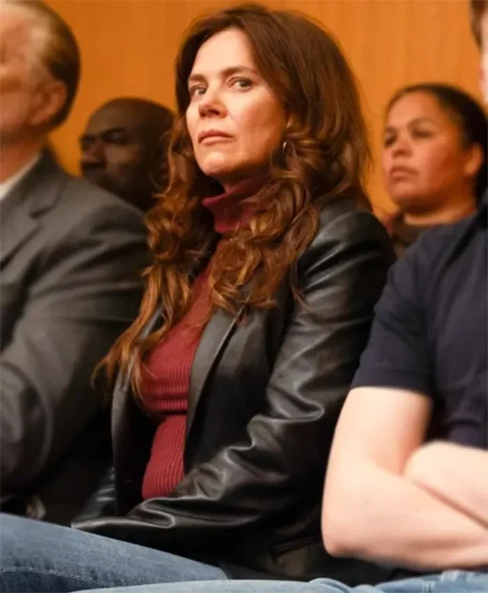 Unforgivable 2025 Anna Friel Black Leather Blazer