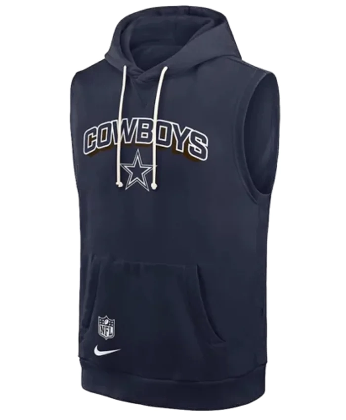 Unisex Dallas Cowboys Sleeveless Navy Blue Pullover Hoodie