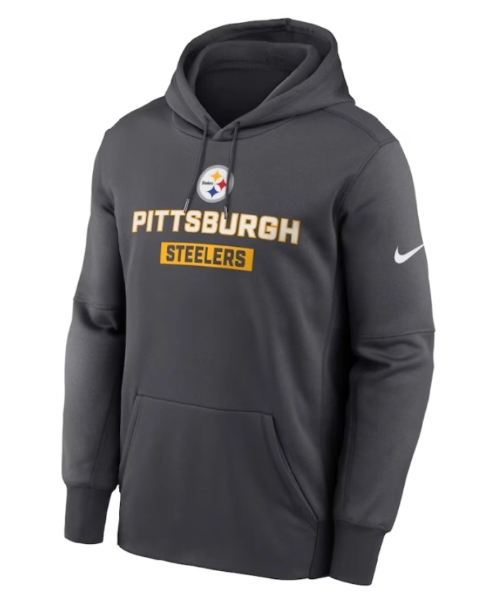 Unisex Pittsburgh Steelers Nike Anthracite Toss Sweep Performance Grey Pullover Hoodie