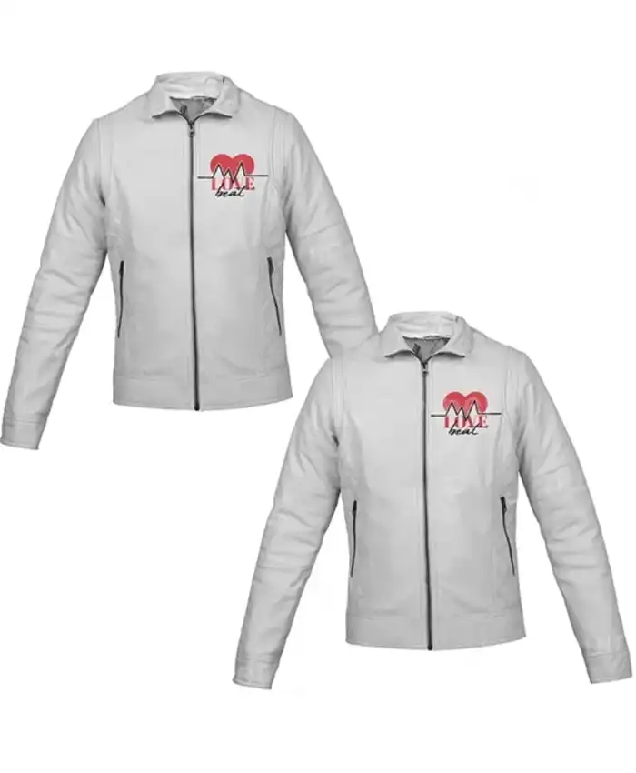 Valentine Day Couples Love Beat White Leather Jacket