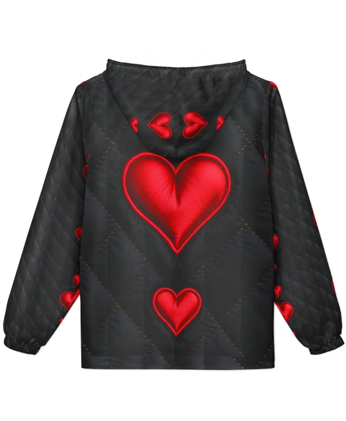 Red Heart Pattern Windbreaker jacket
