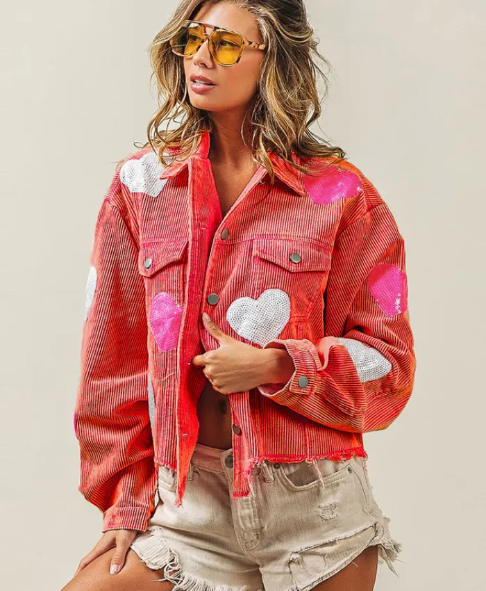 Valentines Day Love Corduroy Jacket