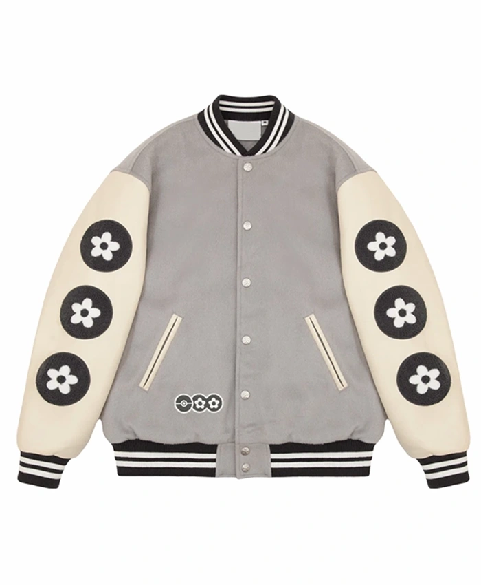 Vandy X Pokemon Pikachu Grey And White Varsity Jacket