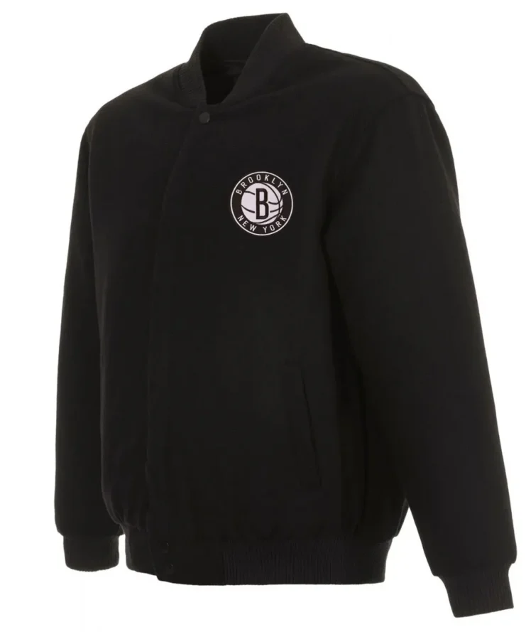 Varsity Brooklyn Nets Black Wool Jacket
