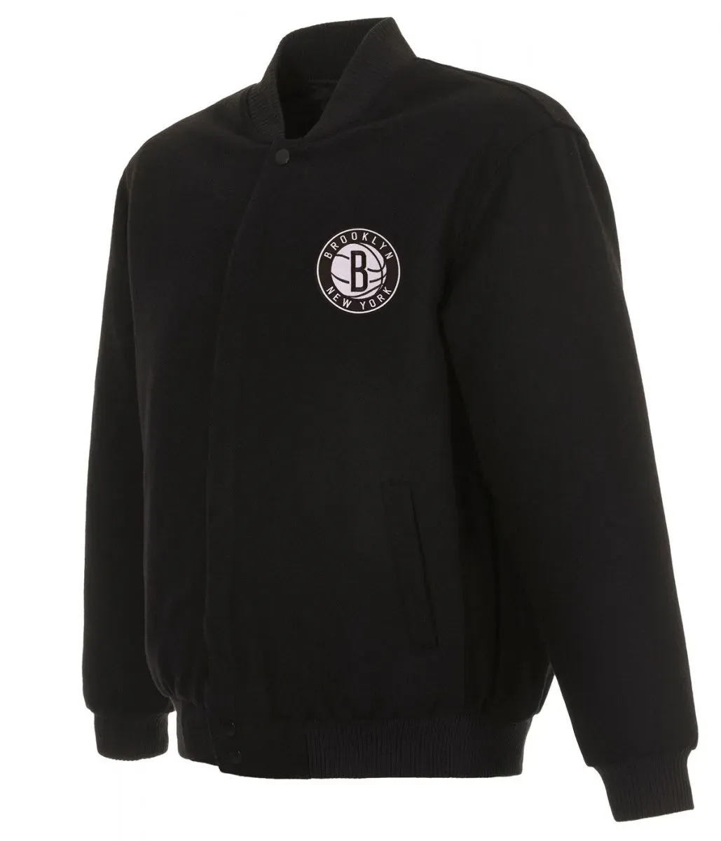 Varsity Brooklyn Nets Black Wool Jacket