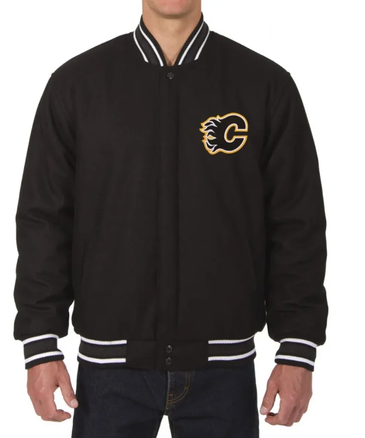 Varsity Calgary Flames Black Wool Jacket
