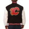 Varsity Calgary Flames Black And White Two Tone Jacket Back