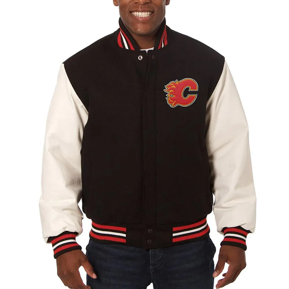 Varsity Calgary Flames Black And White Two Tone Jacket