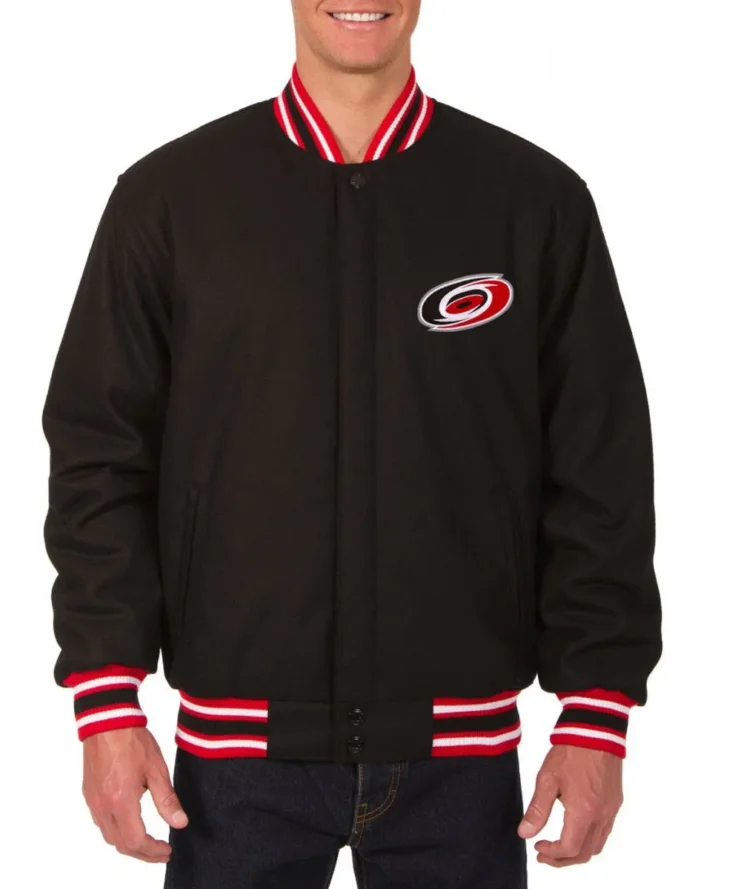 Varsity Carolina Hurricanes Black Wool Jacket