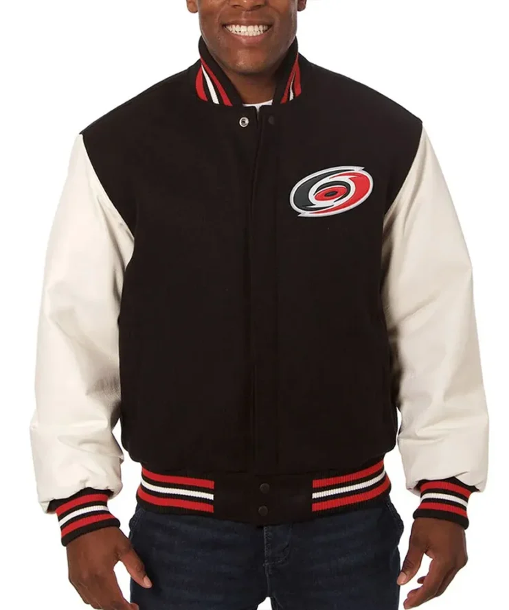 Varsity Carolina Hurricanes Black And White Two Tone Jacket