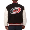 Varsity Carolina Hurricanes Black And White Two Tone Jacket Back