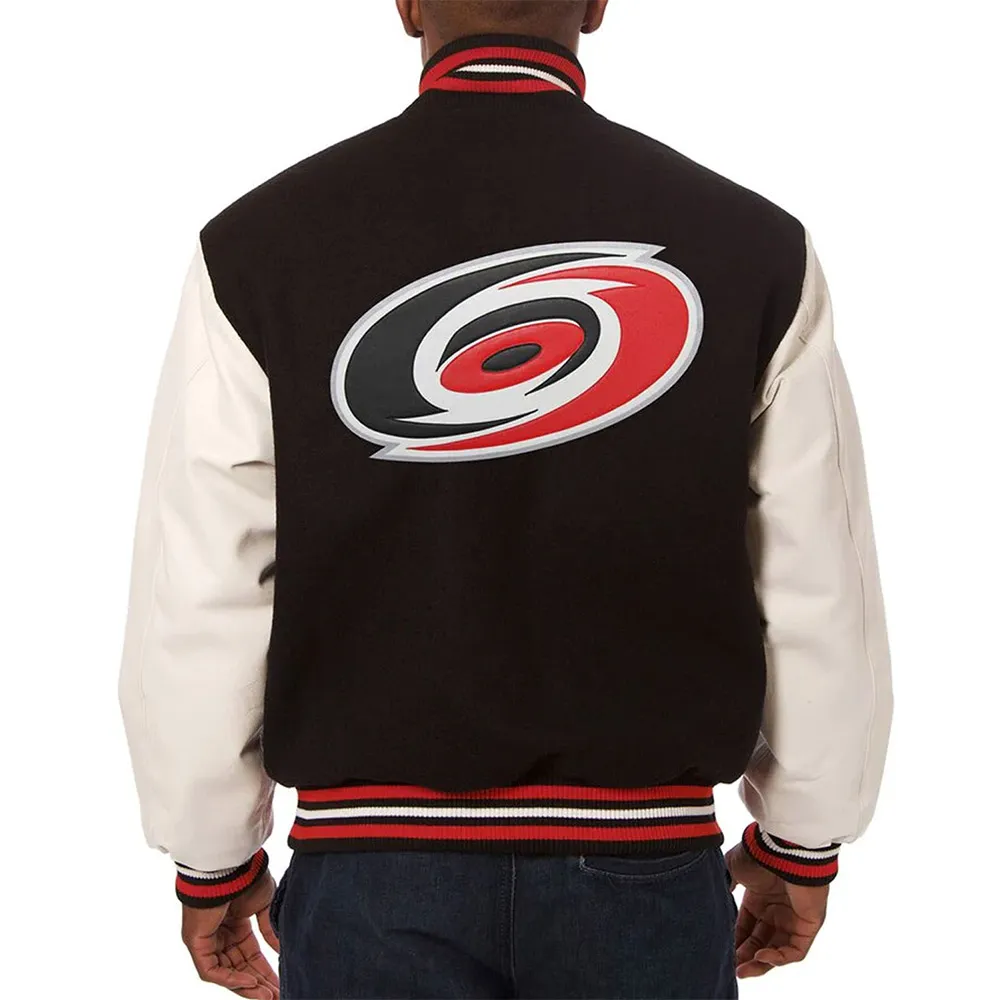 Varsity Carolina Hurricanes Black And White Two Tone Jacket Back