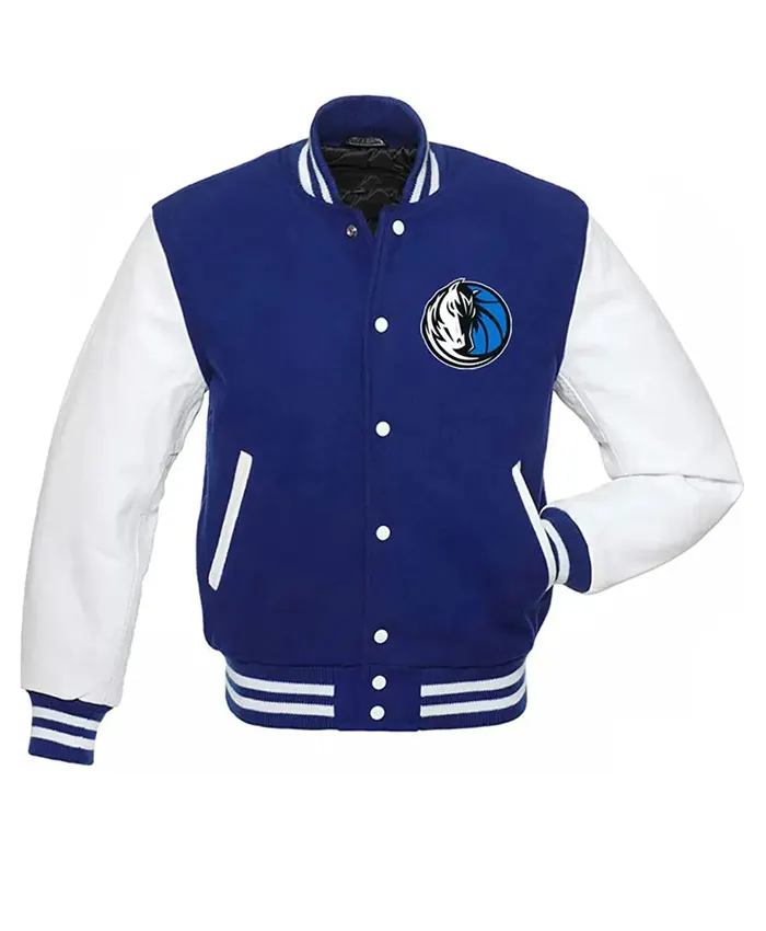 Varsity Dallas Mavericks NBA Blue And White Jacket