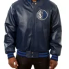 Varsity Dallas Mavericks Navy Blue Leather Jacket