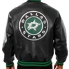 Varsity Dallas Stars Black Leather Jacket Back