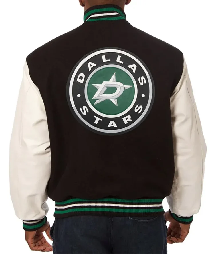 Varsity Dallas Stars Black And White Two Tone Jacket Back