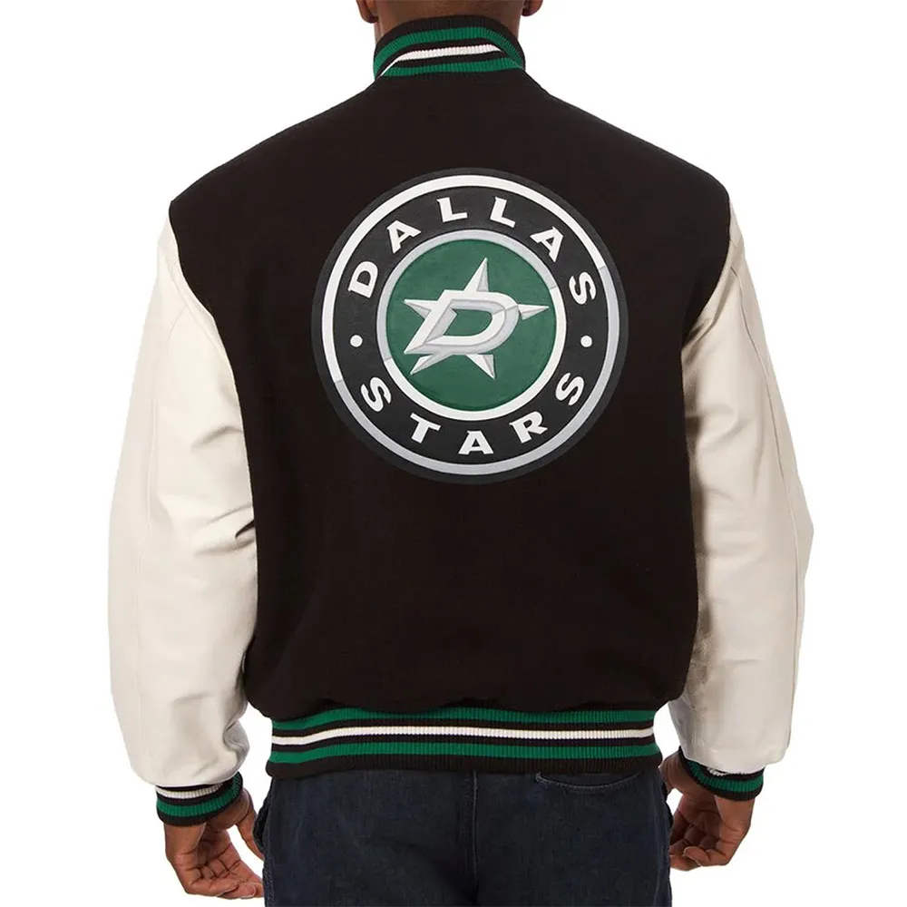 Varsity Dallas Stars Black And White Two Tone Jacket Back