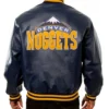 Varsity Denver Nuggets Navy Blue Leather Jacket Back