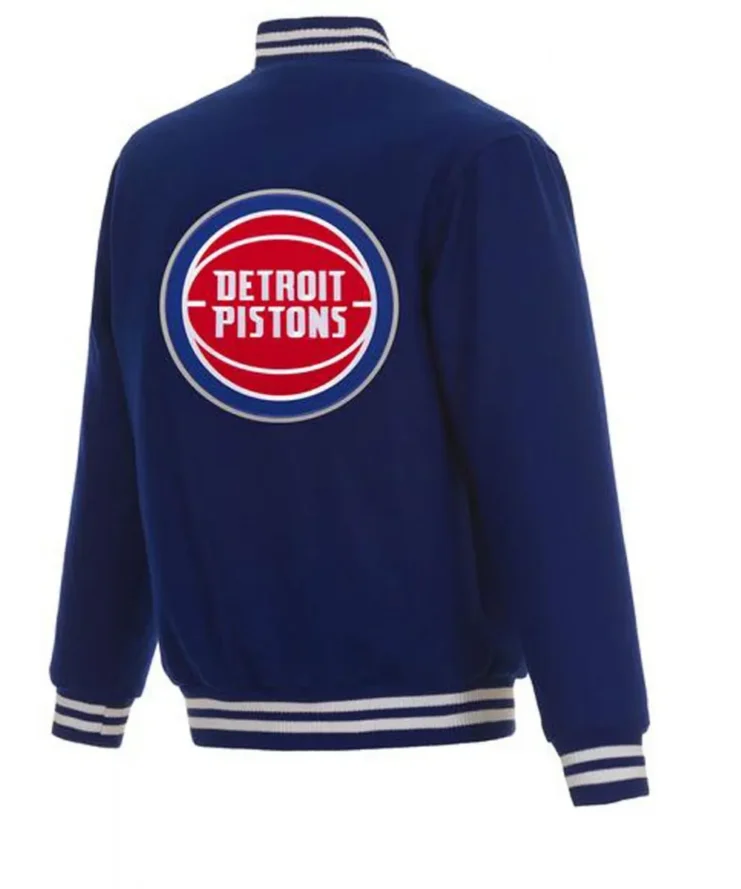 Varsity Detroit Pistons Royal Blue Wool Jacket Back