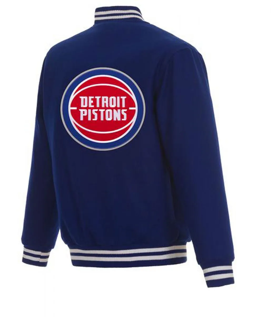 Varsity Detroit Pistons Royal Blue Wool Jacket Back