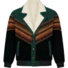 Vintage 80s Aztec Suede Bomber Jacket In Multicolor