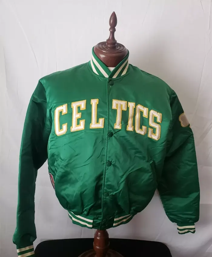 Vintage Boston Celtics Retro Satin Button Up Jacket