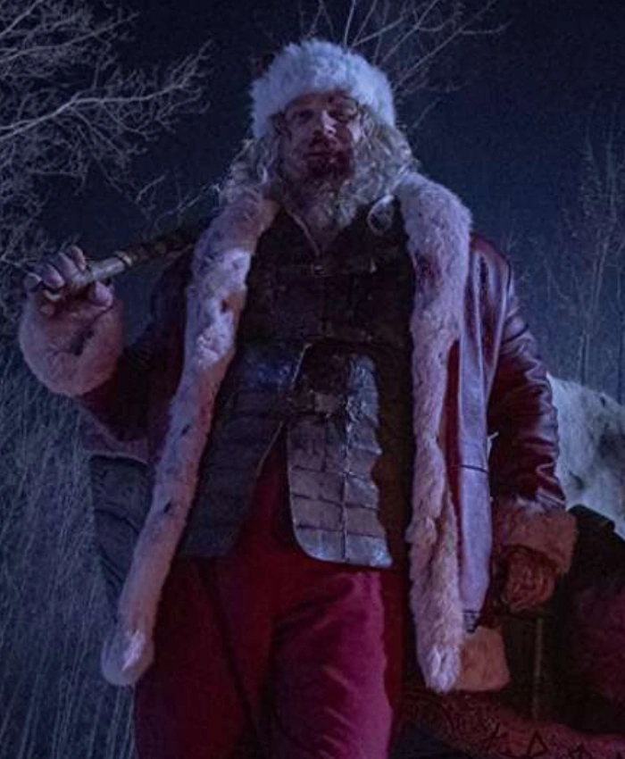 Violent Night David Harbour Maroon Santa Coat