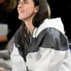 WNBA Playoffs Game Three Semifinals 2025 Aces Vs Fever Caitlin Clark Windrunner White And Gray Jacket