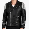 WWE Bret Hart The Hitman Black Leather Jacket Mens