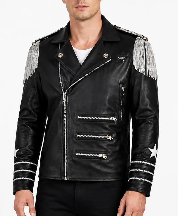 WWE Bret Hart The Hitman Black Leather Jacket Mens