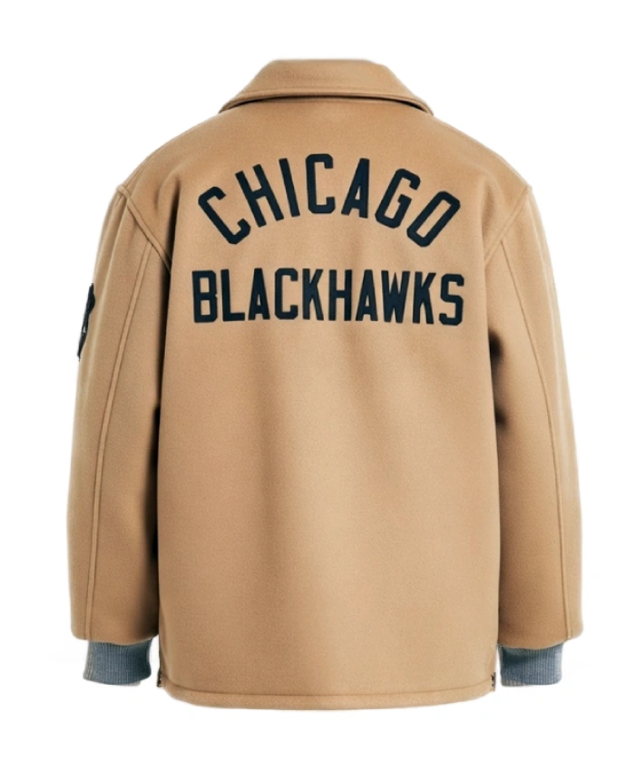 WWE CM Punk Chicago Blackhawks Wool Khaki Jacket