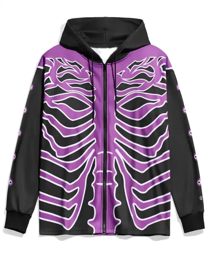 WWE Dynamic Dominik Mysterio Entrance Purple And Black Skeleton Hoodie
