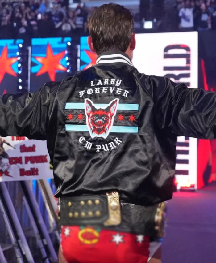 WWE Elimination Chamber CM Punk Larry Forever Satin Varsity Jacket