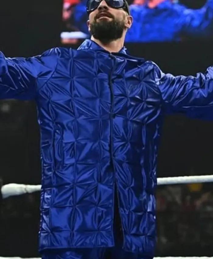 Alternative view of WWE Seth Rollins Blue Quilted Friday Night Suit