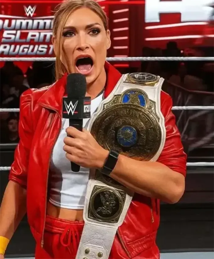 WWE Monday Night RAW 2025 Becky Lynch Red Leather Jacket