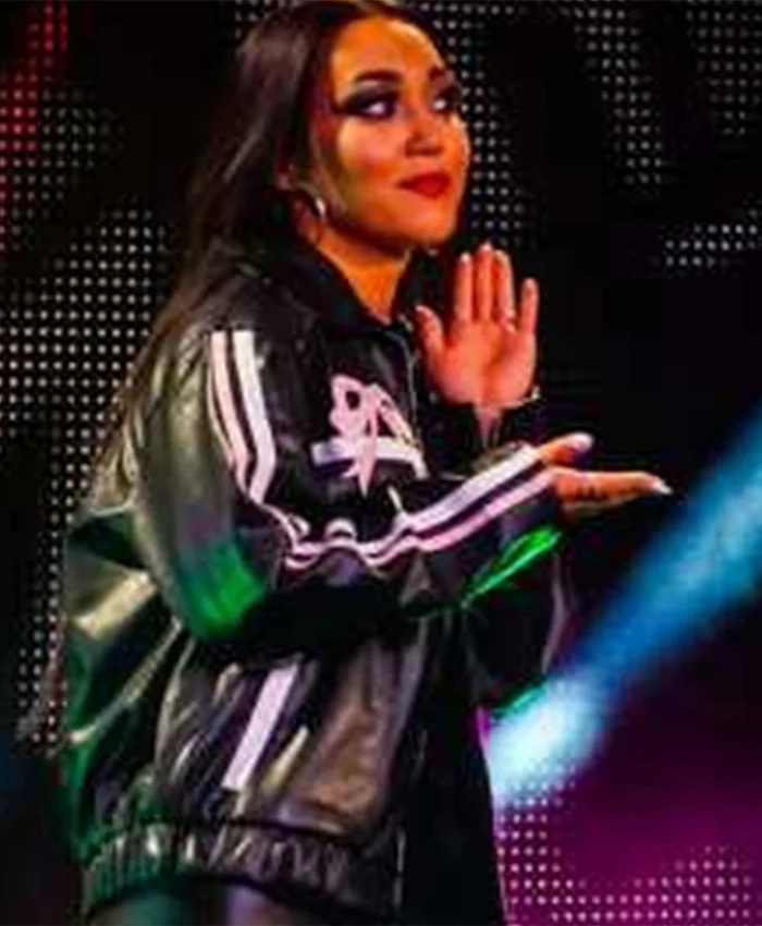 WWE NXT 2025 Carla Gonzalez Pink Bow Leather Jacket