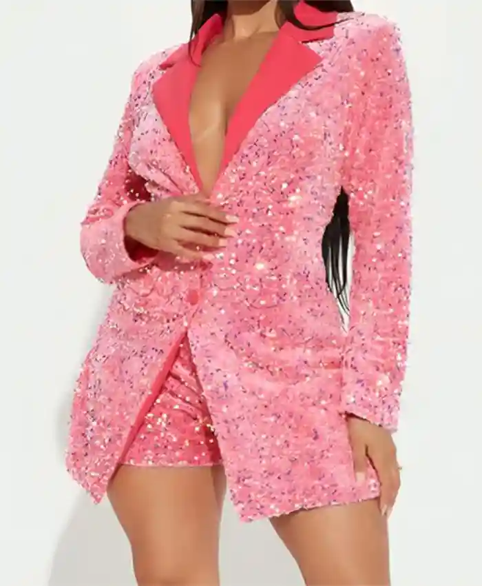 WWE NXT Sarah Schreiber Pink Sequin Blazer