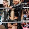 WWE Raw 2024 Gionna Daddio Black Leather Fringe Trench Coat