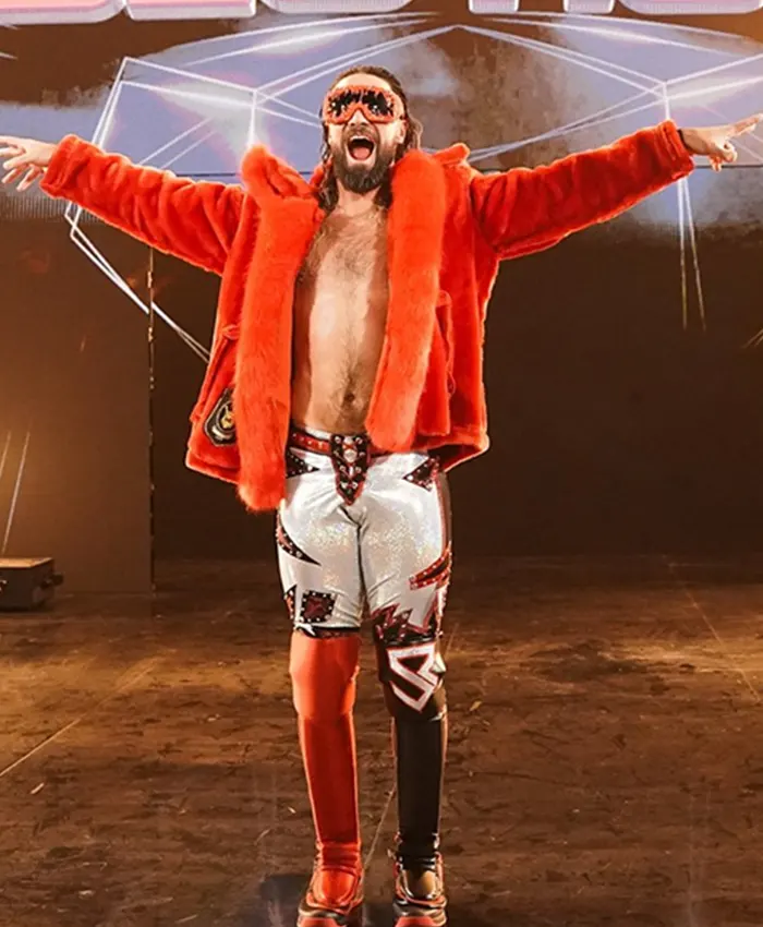 WWE Raw Seth Rollins Red Fur Jacket