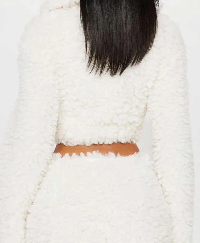 WWE Smackdown 2025 Tiffany Stratton White Sherpa Jacket
