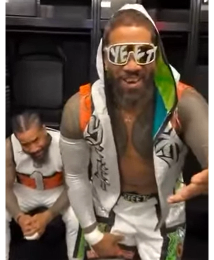 Jey Uso WrestleMania 42 White Hooded Vest