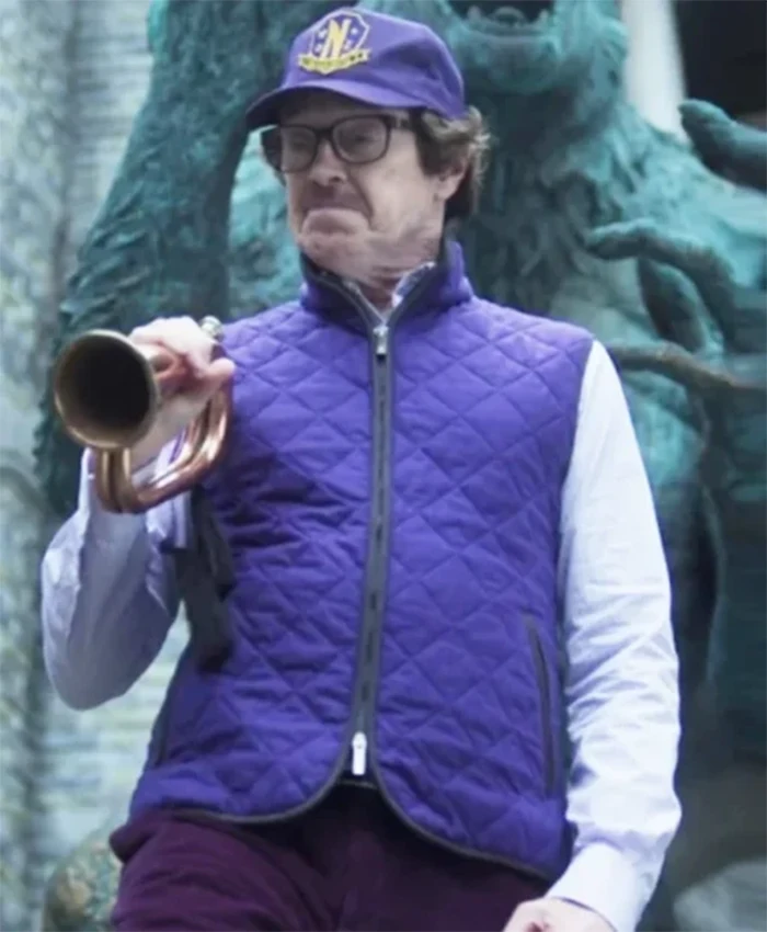 Wednesday S02 Steve Buscemi Purple Quilted Vest