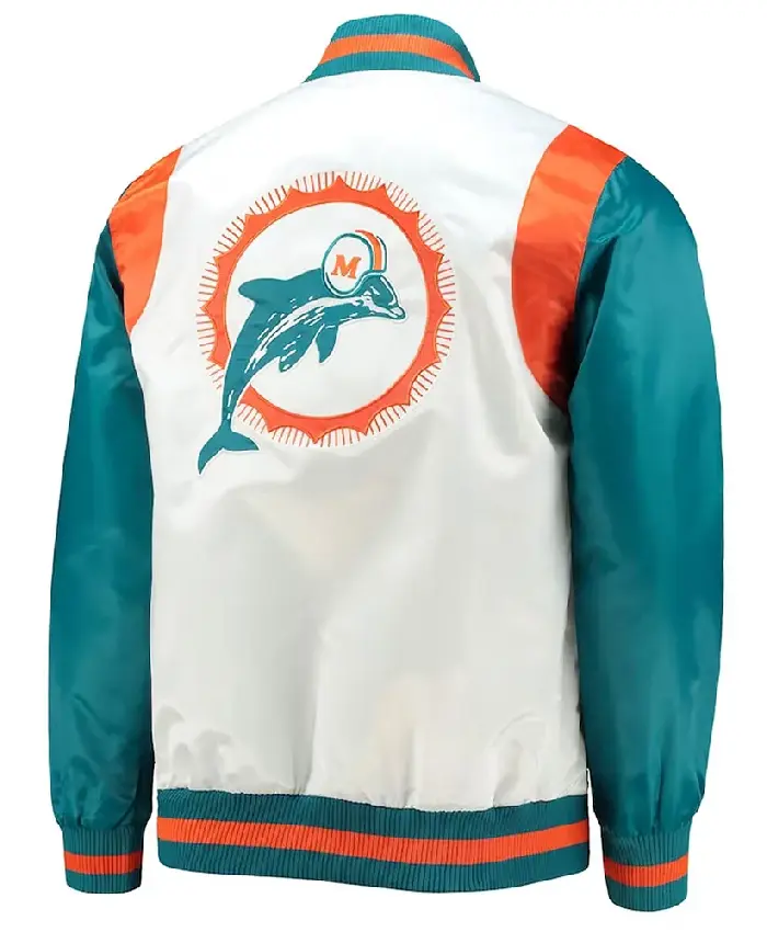 White Aqua Miami Dolphins Retro The All American Jacket - Image 2