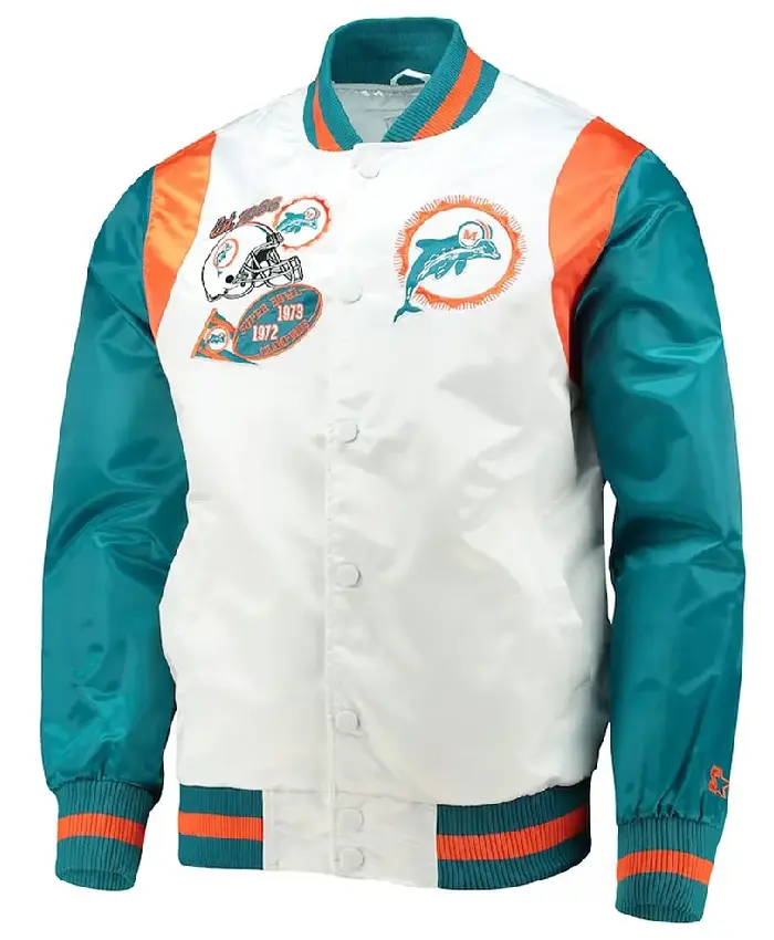 White Aqua Miami Dolphins Retro The All American Jacket
