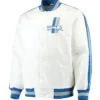 White Detroit Lions Throwback D Line Satin Jacket