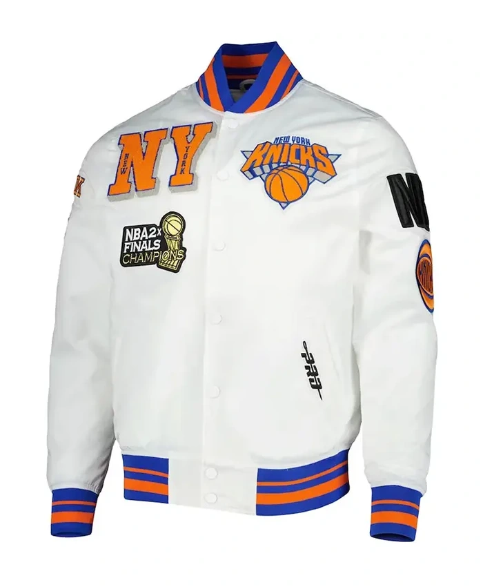 White New York Knicks 2x Finals Champions Mash Up Capsule Jacket