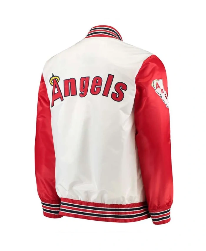 WhiteRed The Legend Los Angeles Angels Full Snap Satin Jacket