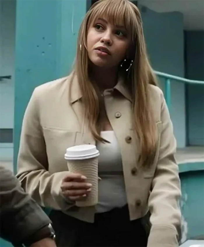 Wild Cards S02 Vanessa Morgan Beige Cropped Jacket