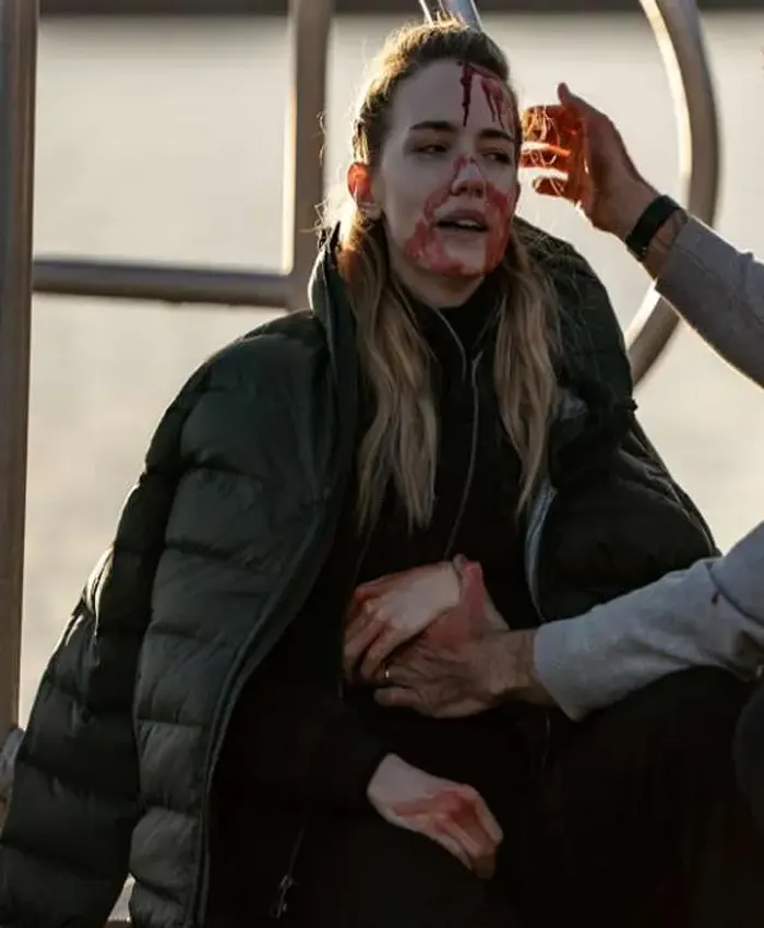 Willa Fitzgerald Alarum 2025 Green Puffer Jacket