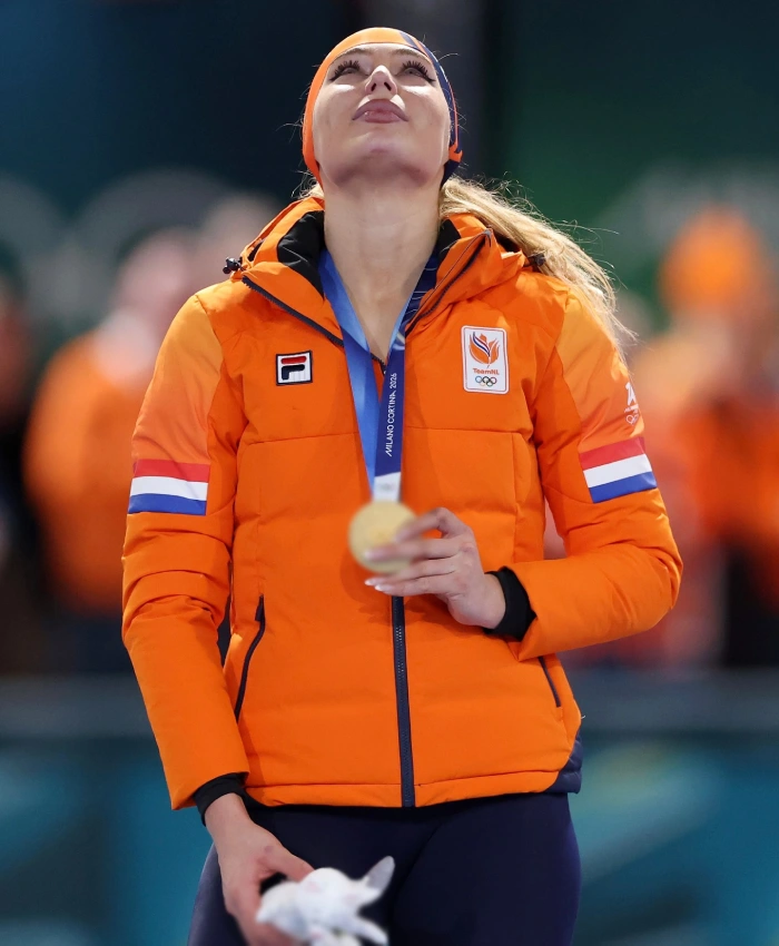 Jutta Leerdam Olympic 2026 Orange Jacket